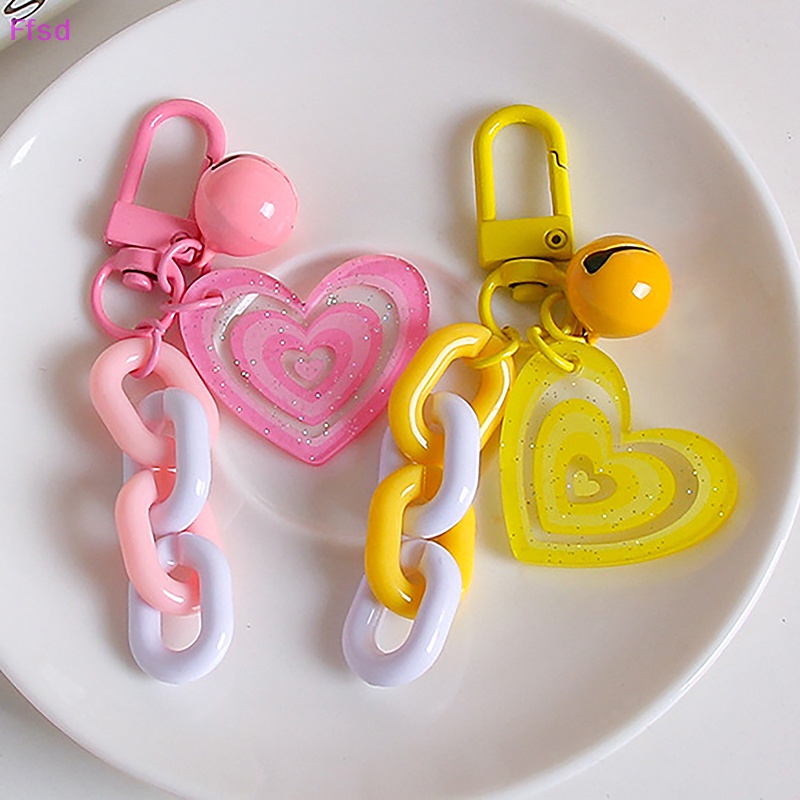 1 Móc Khóa Acrylic Hình Trái Tim Nhiều Màu Thời Trang