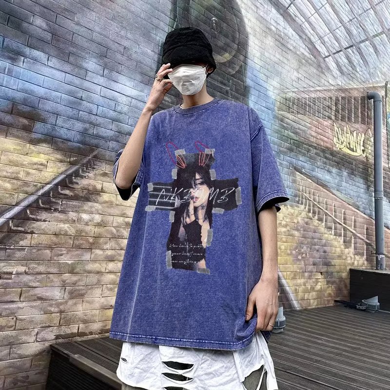 Áo Thun Tay Lỡ In Họa Tiết Phong Cách Hip Hop Âu Mỹ Thời Trang Đường Phố Mới 2023