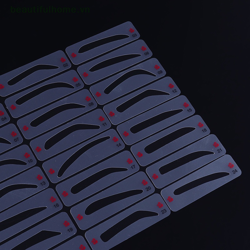 Bộ 24 Thẻ Khuôn Hỗ Trợ Kẻ Lông Mày Tiện Dụng Cho Nữ