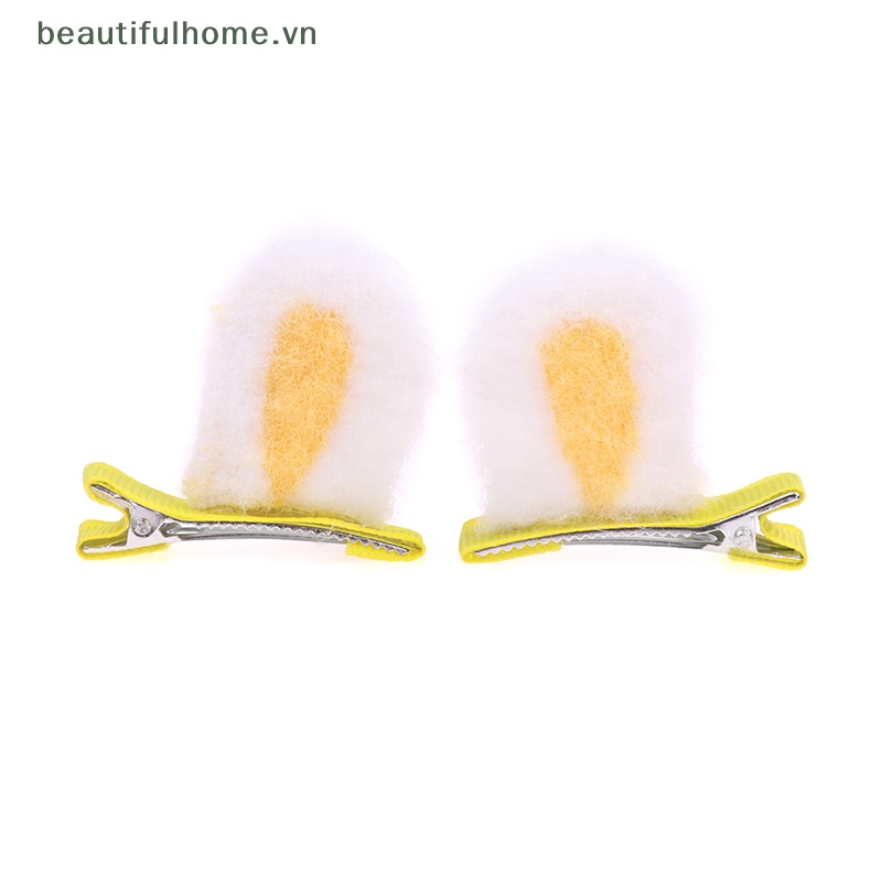 Kẹp Tóc Tai Thỏ Phủ Lông Nhung Dễ Thương Xinh Xắn