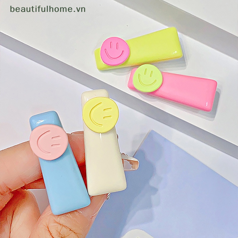 Kẹp Tóc Kim Loại Hình Mặt Cười Màu Kẹo Dễ Thương Cho Nữ