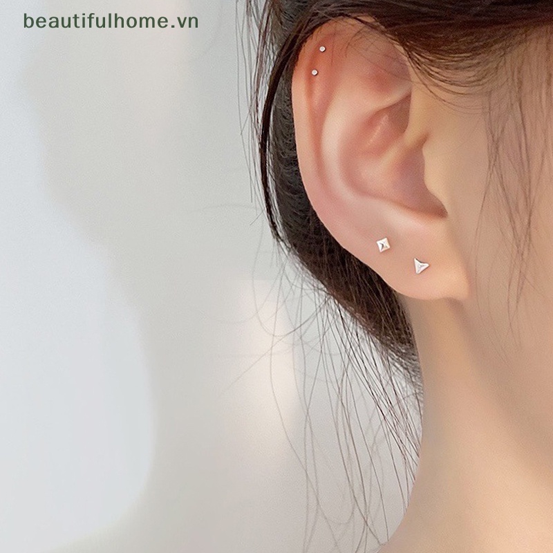 Bông Tai Hình Trái Tim / Ngôi Sao / Mặt Trăng Mini Đơn Giản Cho Nữ