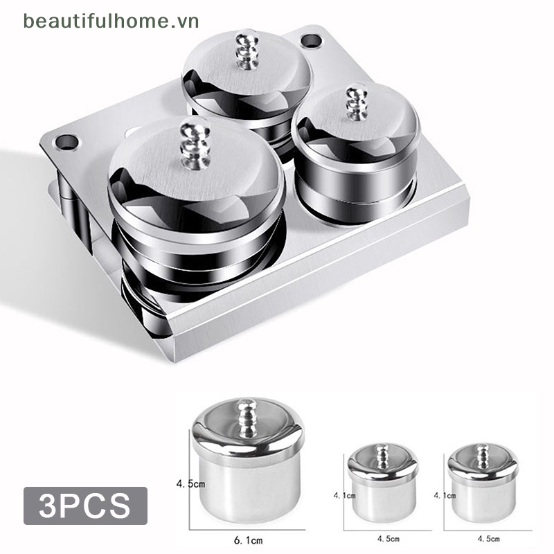 Set 3 Khay Đựng Bột Làm Móng Bằng Thép Không Gỉ
