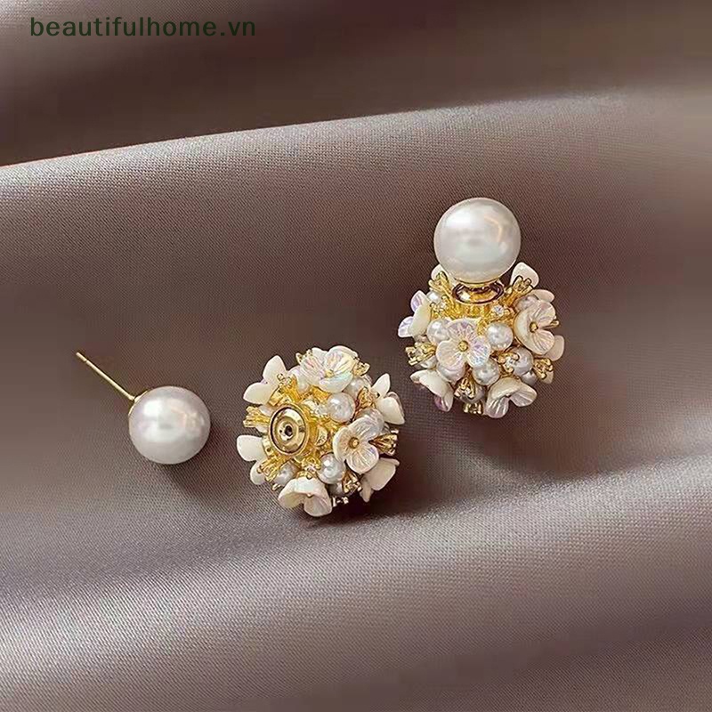 [Đẹp Mắt] Bông Tai Hai Mặt Hình Hoa Ngọc Trai Thanh Lịch Thời Trang Cho Nữ [beauty]