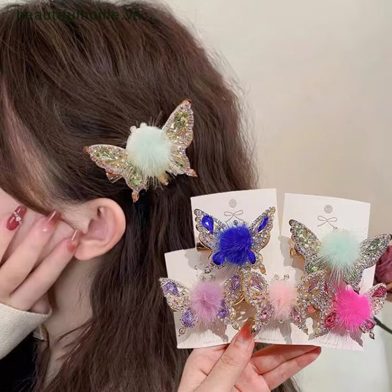 Kẹp Tóc Hình Bướm 3D Bằng Hợp Kim Đính Đá Lấp Lánh Cho Nữ