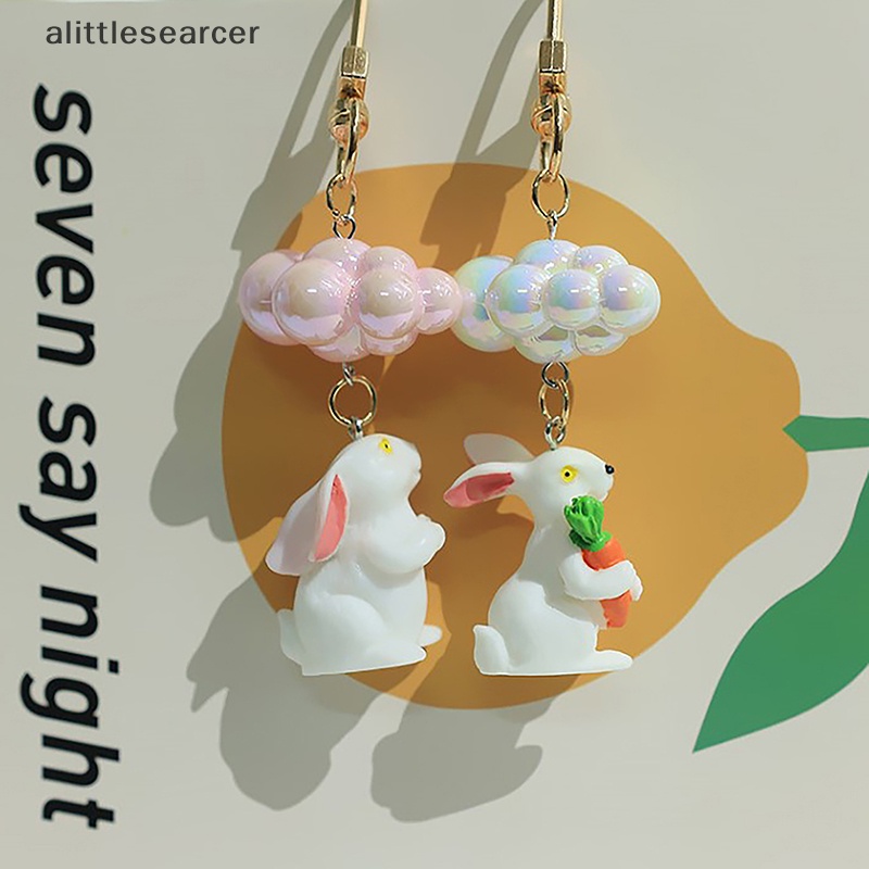 Móc Khóa Resin Mặt Hình Thỏ Và Cà Rốt Tráng Men Dễ Thương Bằng Hợp Kim Cho Cặp Đôi