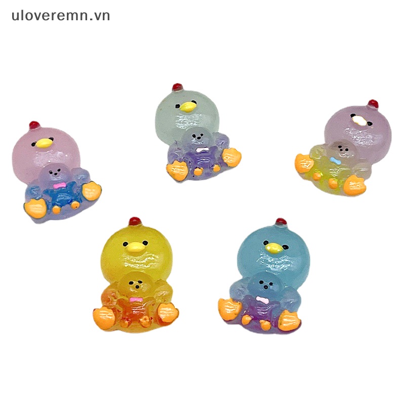 Bộ 5 Tượng Gà Con Hoạt Hình Phát Sáng Dùng Trang Trí