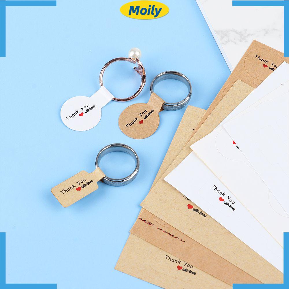 Set 100 Nhãn Dán Tự Dính Hình Tròn / Chữ Nhật In Chữ Thank You Dùng Để Trưng Bày Trang Sức