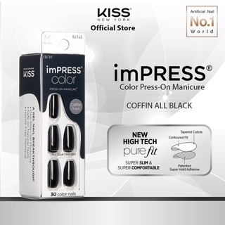 [IMPRESS] COLOR PRESS-ON MANICURE COFFIN ALL BLACK