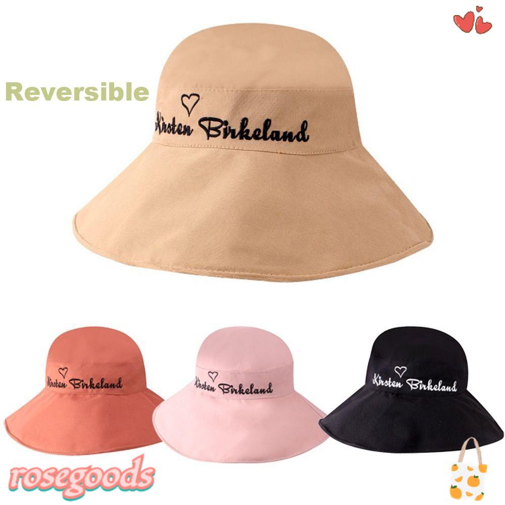 Nón Bucket Che Nắng Đi Biển Mùa Hè Kích Thước Lớn In Họa Tiết Hoa Hồng Có Thể Đảo Ngược Đ