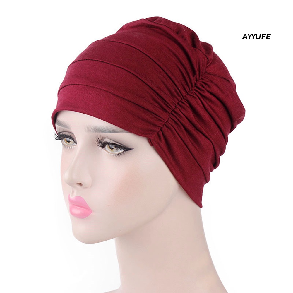 Mũ Trùm Đầu Chemo Bằng Cotton Màu Trơn Xếp Ly Chống Rụng Tóc Khi Ngủ Cho Nam Và Nữ