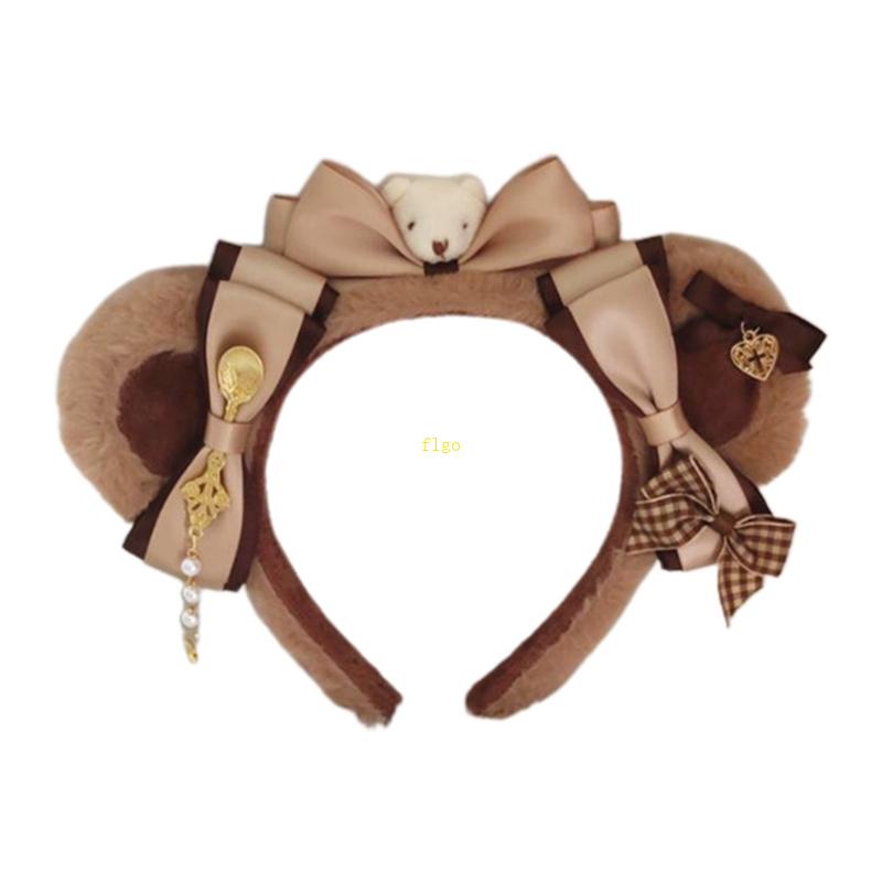 Flgo Băng Đô Cài Tóc Hình Tai Gấu Dễ Thương