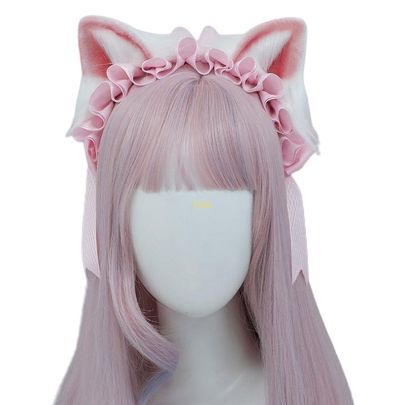 Flgo Băng Đô Tai Mèo Màu Hồng Ngọt Ngào Rửa Mặt Cho Học Sinh