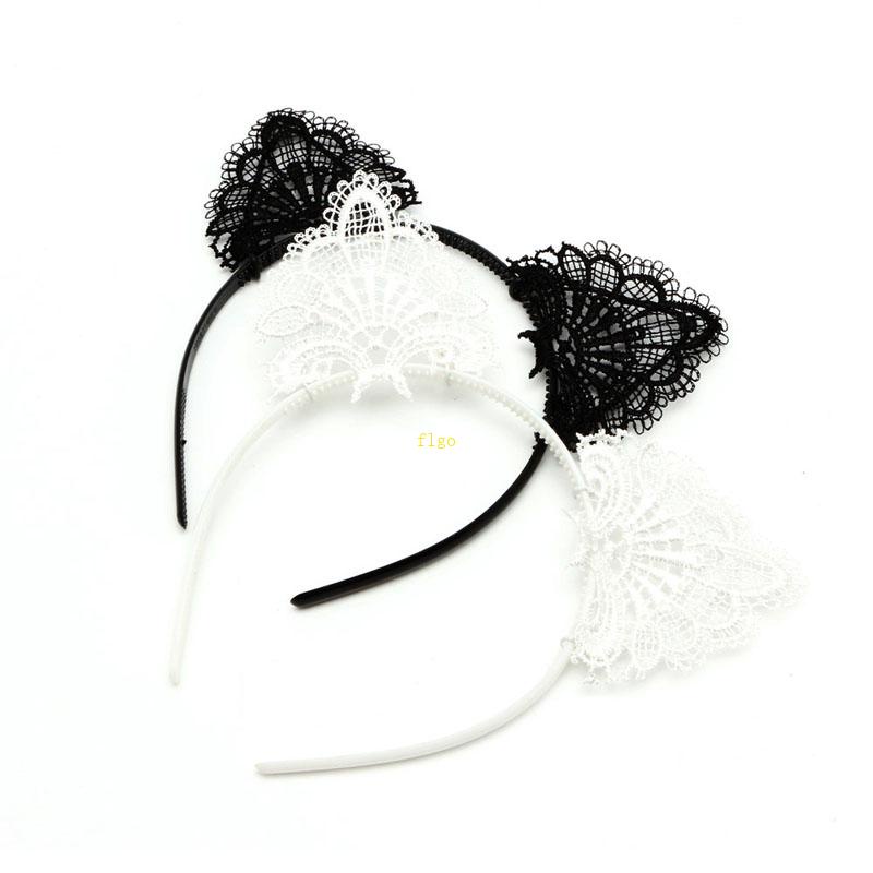 Cài Tóc Tai Mèo Phối Ren Dễ Thương Cho Nữ