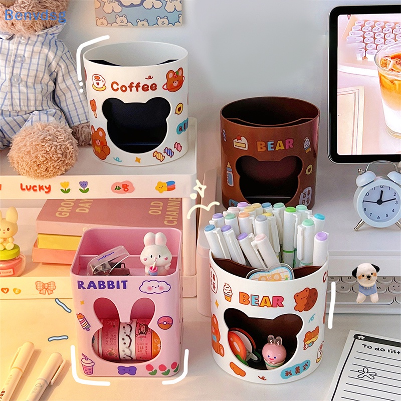 Thùng Rác Để Bàn Mini Bằng Nhựa Hình Gấu / Thỏ Dễ Thương