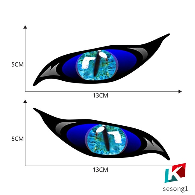 Bộ 2 Miếng Dán pvc Hình Mắt Quỷ Chống Nắng Chống Nước 13cm * 5cm Trang Trí Gương Chiếu Hậu Xe Hơi