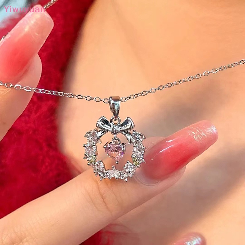 < Yiwuyuan > Vòng cổ Vòng Hoa Đính Đá Zircon Màu Bạc Đơn Giản Phong Cách Hàn Quốc Cho Nữ Mới