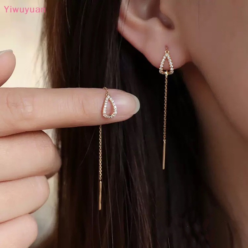 1 Đôi Bông Tai Dáng Dài Đính Đá Thời Trang Mới Cho Nữ