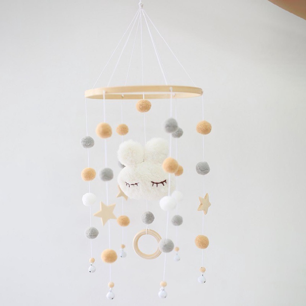 (runbu) Lục Lạc Di Động Hình Thỏ Màu Trắng Cho Nôi Em Bé