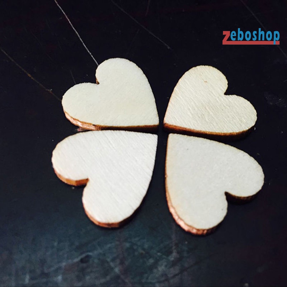 Bộ 100 Miếng Gỗ Hình Trái Tim 20 / 30 / 40mm Trang Trí Tiệc Cưới