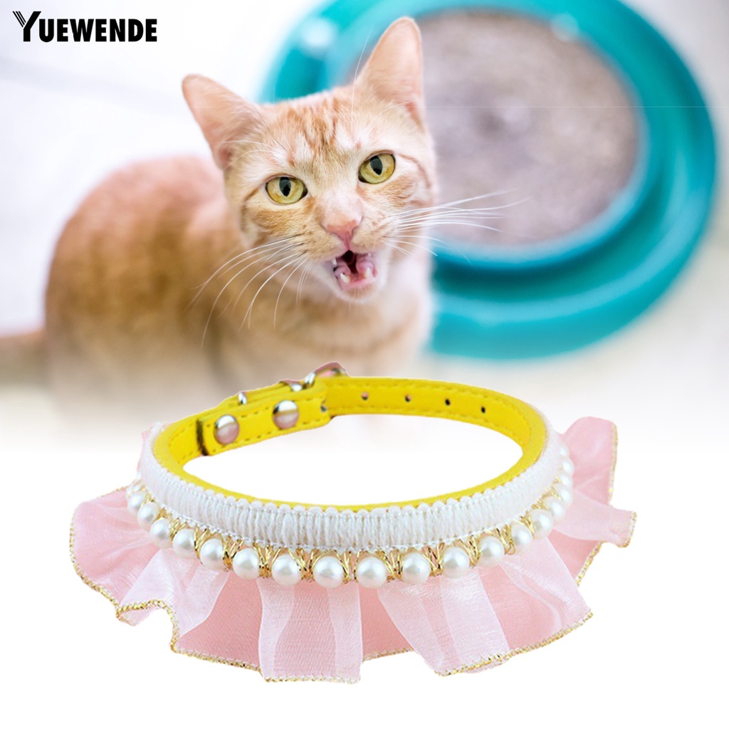 Yq.e Vòng Cổ Giả Da Đính Ngọc Trai Bằng Polyester Chống Mài Mòn Cho Thú Cưng