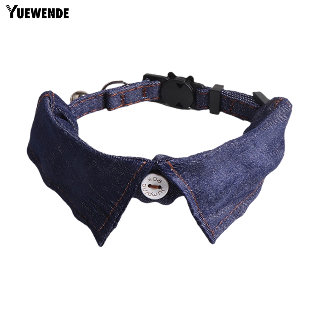 Yq.e Vòng Cổ Thắt Nơ Họa Tiết Kẻ Sọc Có Thể Điều Chỉnh Vải Denim Mềm Thoải Mái Có Chuông Cho Chó Mèo Sành Điệu Cho Đám Cưới