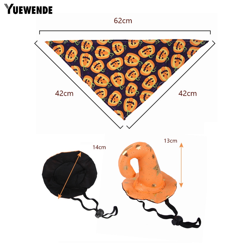 Yq.e 1 Set Khăn Choàng Cổ Tam Giác Vải Dệt Kim In Họa Tiết Bí Ngô Hoạt Hình Dễ Giặt Tẩy Có Thể Giặt Rửa Cho Thú Cưng
