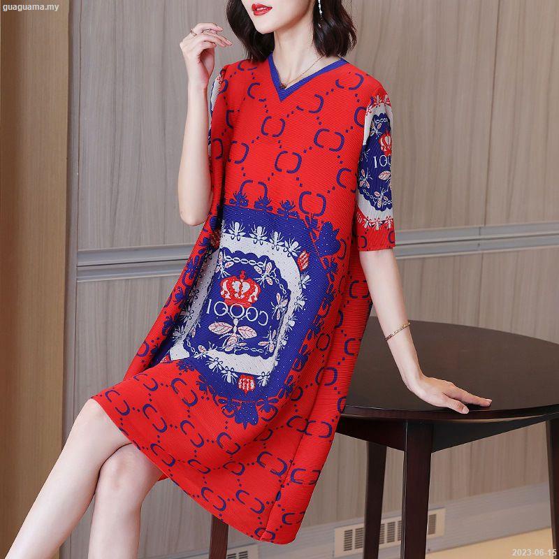 Đầm Xếp Ly Dáng Rộng In Họa Tiết Màu Đỏ Thời Trang Mùa Hè 2023 Mới 2023-06 - 15 Cho Bạn Gái