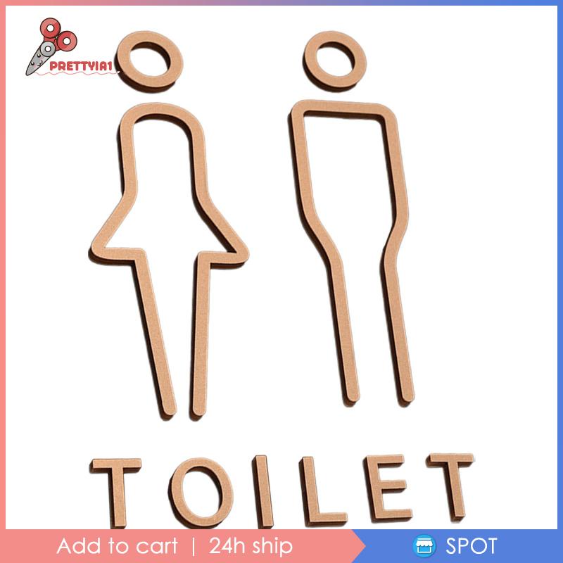 [Prettyia1] Set 2 Bảng Hiệu Toilet Phong Cách Bắc Âu Không Cần Khoan