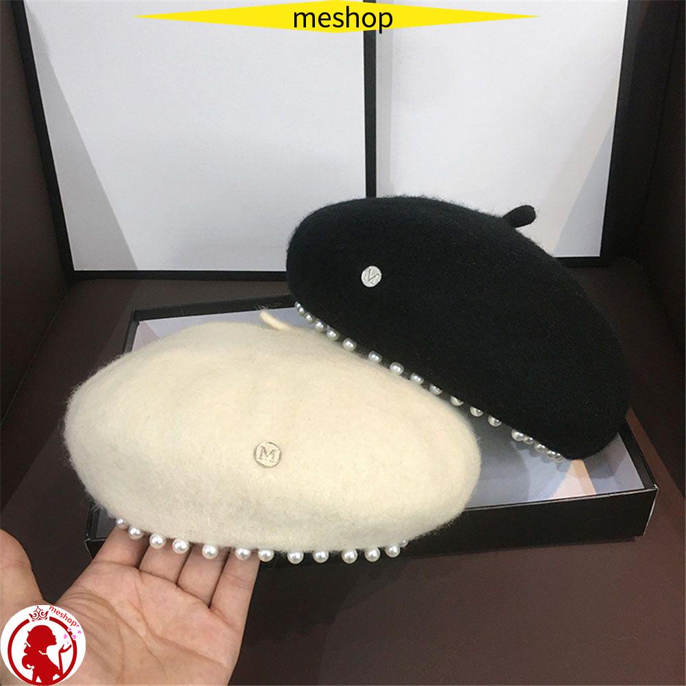 Mũ Beret Len Màu Trơn Giữ Ấm Mùa Đông Phong Cách Pháp