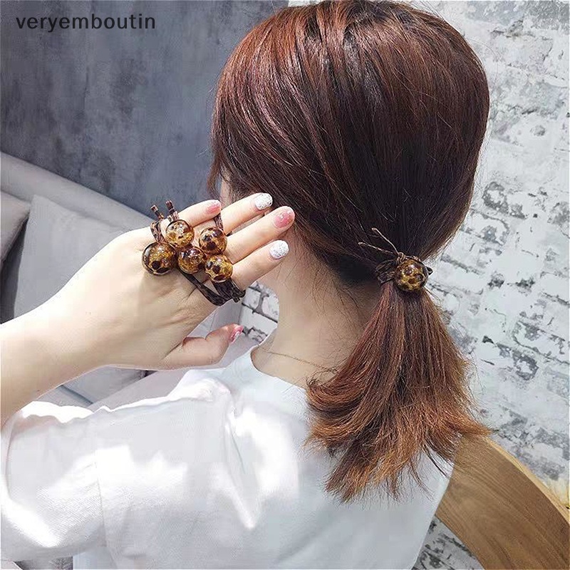 Dây Cột Tóc Cao Su Co Giãn Cao Họa Tiết Da Báo Phong Cách Hàn Quốc Ins n