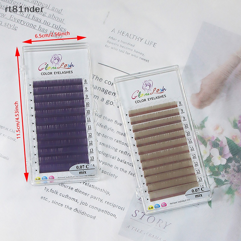 Hộp Lông Mi Giả Bằng Lụa Cong Màu Sắc rt