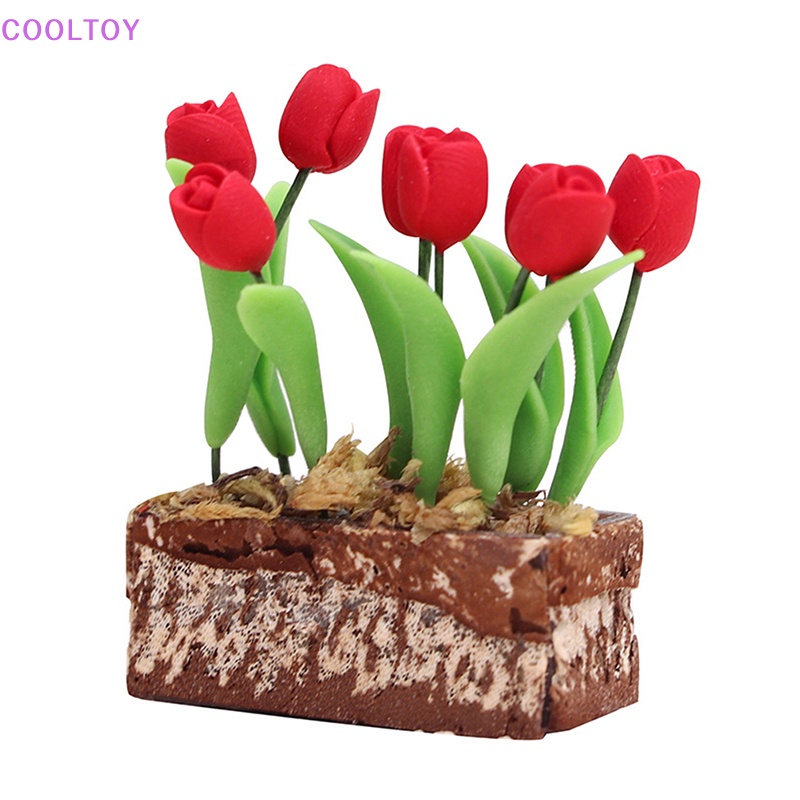Mô Hình Hoa Tulip Đỏ Mini Tỷ Lệ 1: 12 Trang Trí Sân Vườn / Nhà Búp Bê