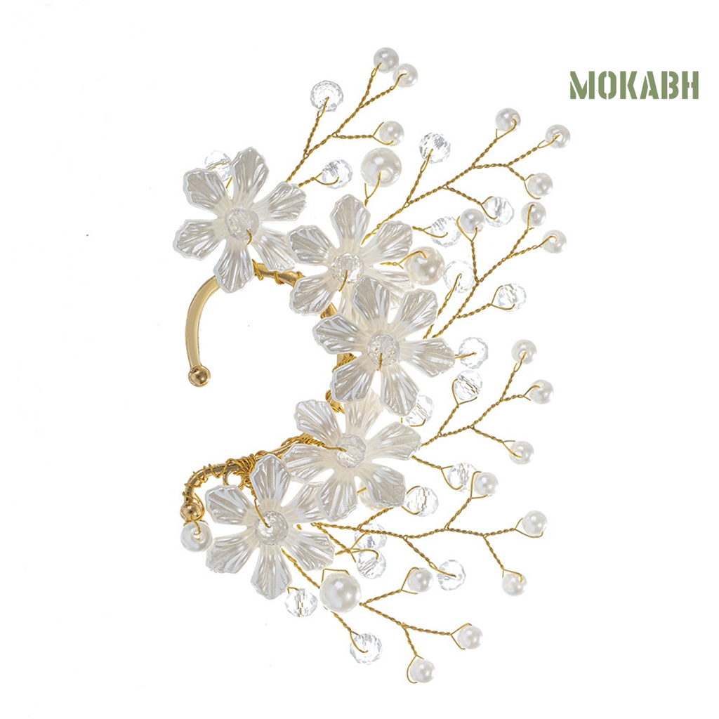 Khuyên Kẹp Vành Tai Đính Đá / Ngọc Trai Giả Không Cần Xỏ Lỗ Dành Cho Cô Dâu