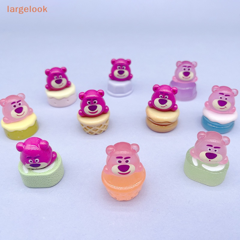 1 Tượng Gấu Và Dâu Tây Hoạt Hình Mini Bằng Nhựa Resin Phát Sáng Trang Trí Bánh Kem