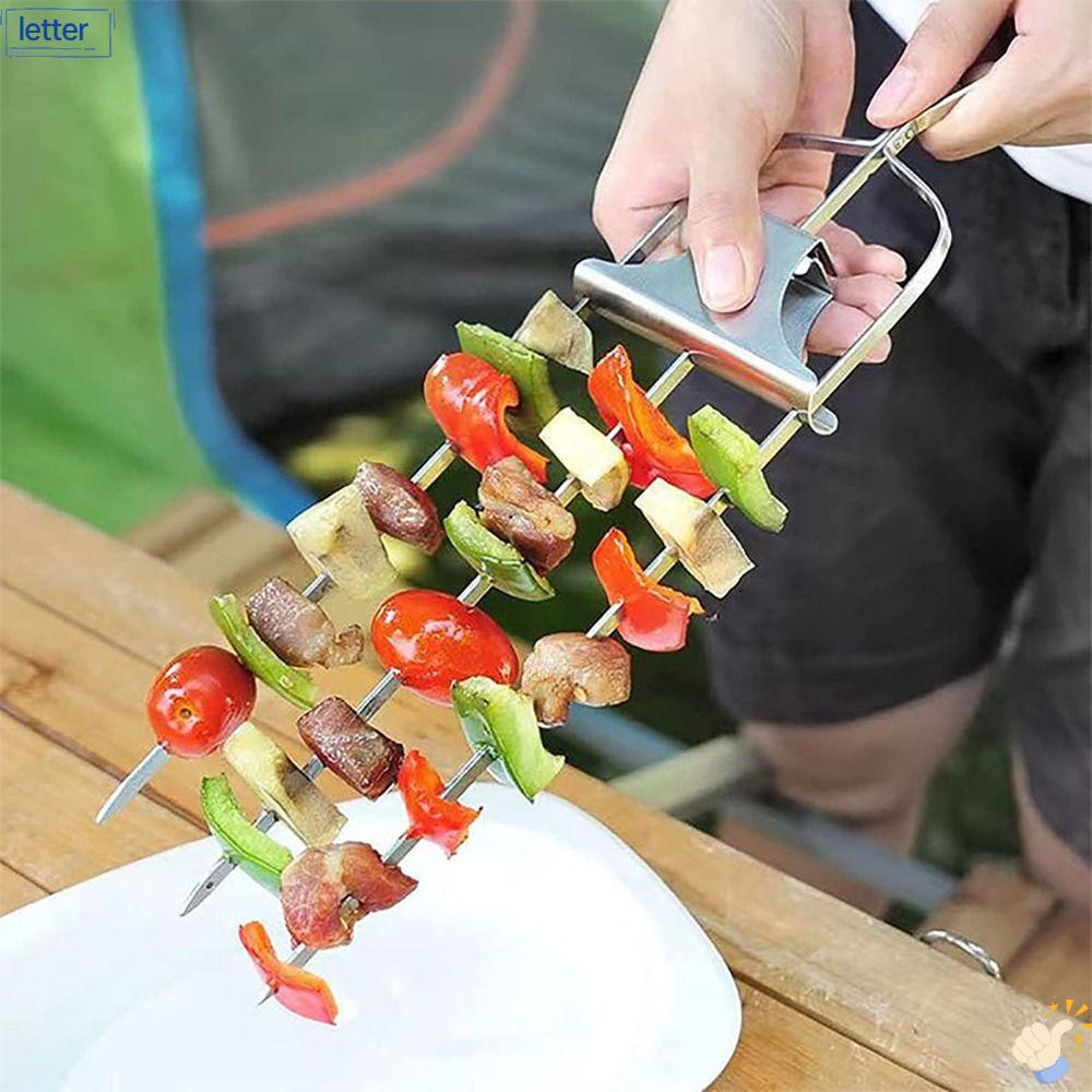 Set 2 Xiên Nướng BBQ Bằng Kim Loại 3 Chấu Có Thể Tái Sử Dụng