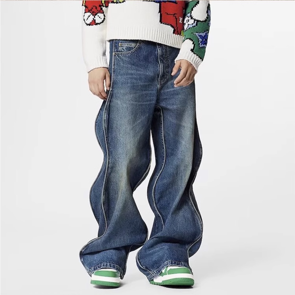 Quần Jean Wang Jiaer Chính Hãng 23ss Show Phong Cách Đường Phố Mới