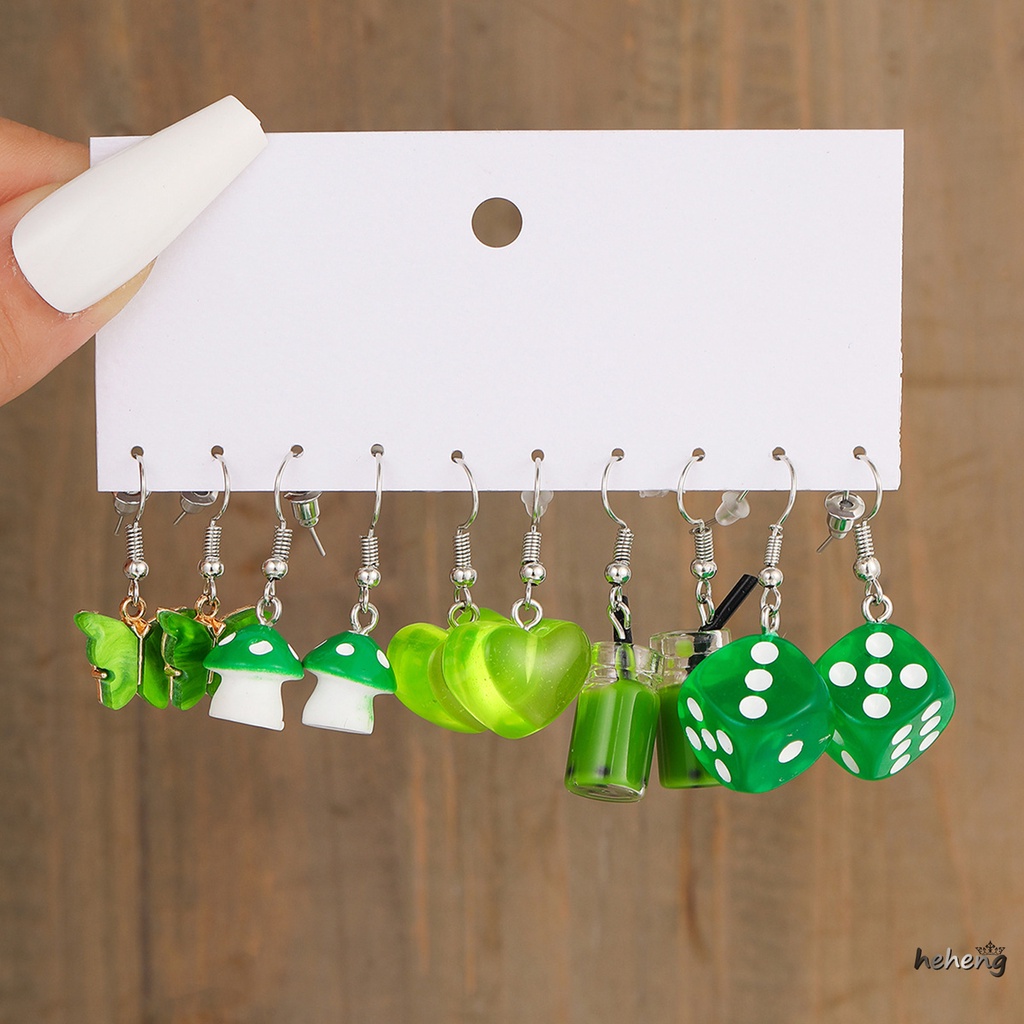 Khuyên Tai Lủng Lẳng Hình Hoa Bướm Vịt Nấm Trái Tim Dễ Thương