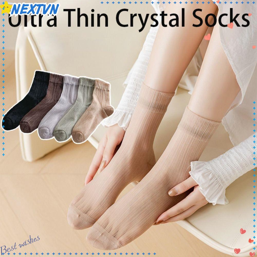 Set 5 Đôi Vớ Thoáng Khí Màu Sắc Đơn Giản Dành Cho Nữ