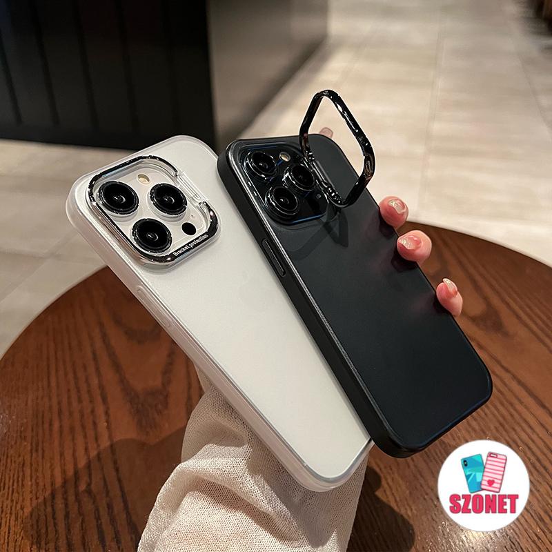 Ốp Điện Thoại Cứng Nhám Mờ Chống Sốc / Rơi Vỡ / Dấu Vân Tay + Giá Đỡ Vô Hình Cho iPhone 14 13 12 11 Pro Max 14 Plus