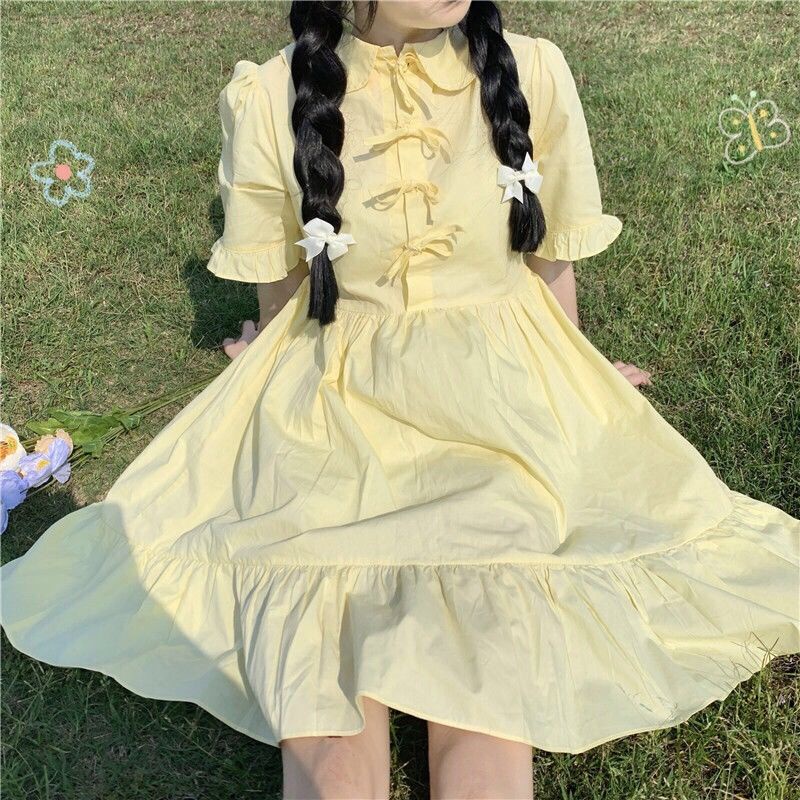 Đầm Vàng Cổ Búp Bê Thời Trang Mùa Hè Hàng Mới Dành Cho Bạn Nữ