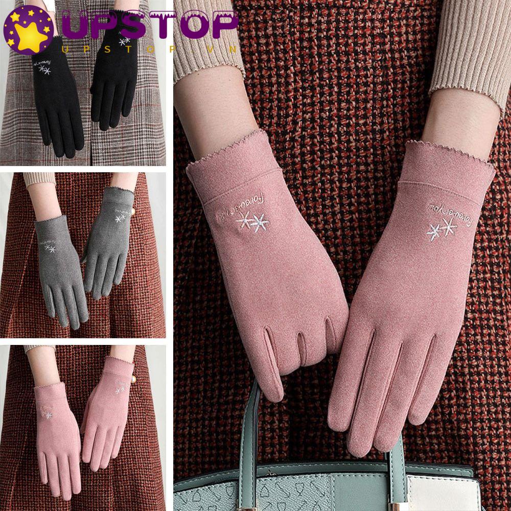 Găng Tay Vải Lông Giữ Ấm Thời Trang Thu Đông Cho Nữ