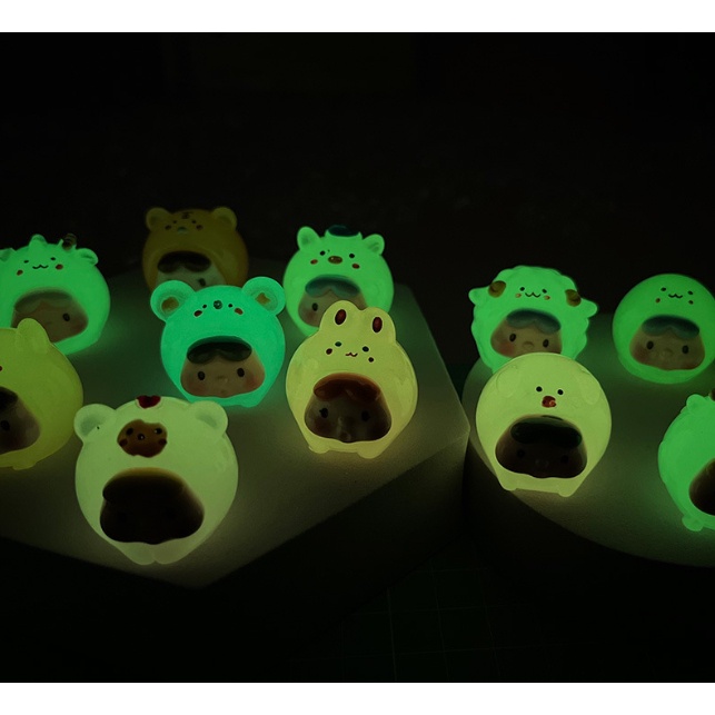 Charm bé đội nón 12 con giáp dạ quang phát sáng decor, DIY