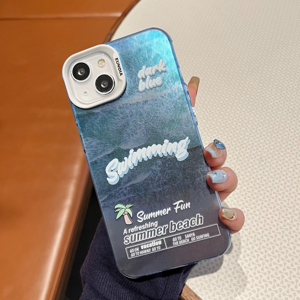 Ốp Điện Thoại TPU Mềm Trong Suốt Chống Rơi Chống Sốc In Họa Tiết Bãi Biển Cho iPhone 14 13 12 11 Pro Max