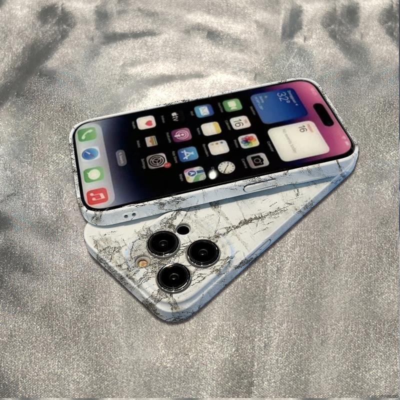 Ốp Điện Thoại Họa Tiết Đá Hoa Cương Màu Trắng Chống Sốc Cho iPhone1278 max 13 6In14Pro LQSN