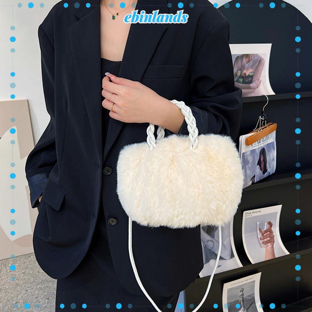 Túi Đeo Chéo Hình Đám Mây Lông Xù Sức Chứa Lớn Phong Cách Châu Âu