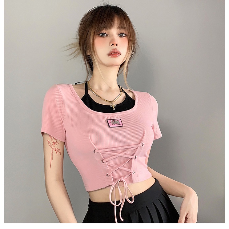 Áo Thun Lửng Ngắn Tay Thời Trang Dành Cho Nữ