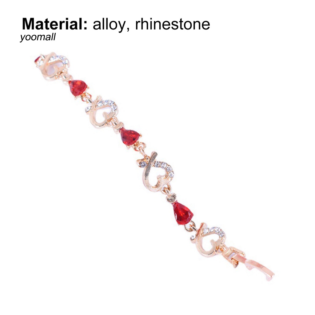 Vòng Tay Hợp Kim Đính Đá Hình Trái Tim Xinh Xắn Cho Nữ