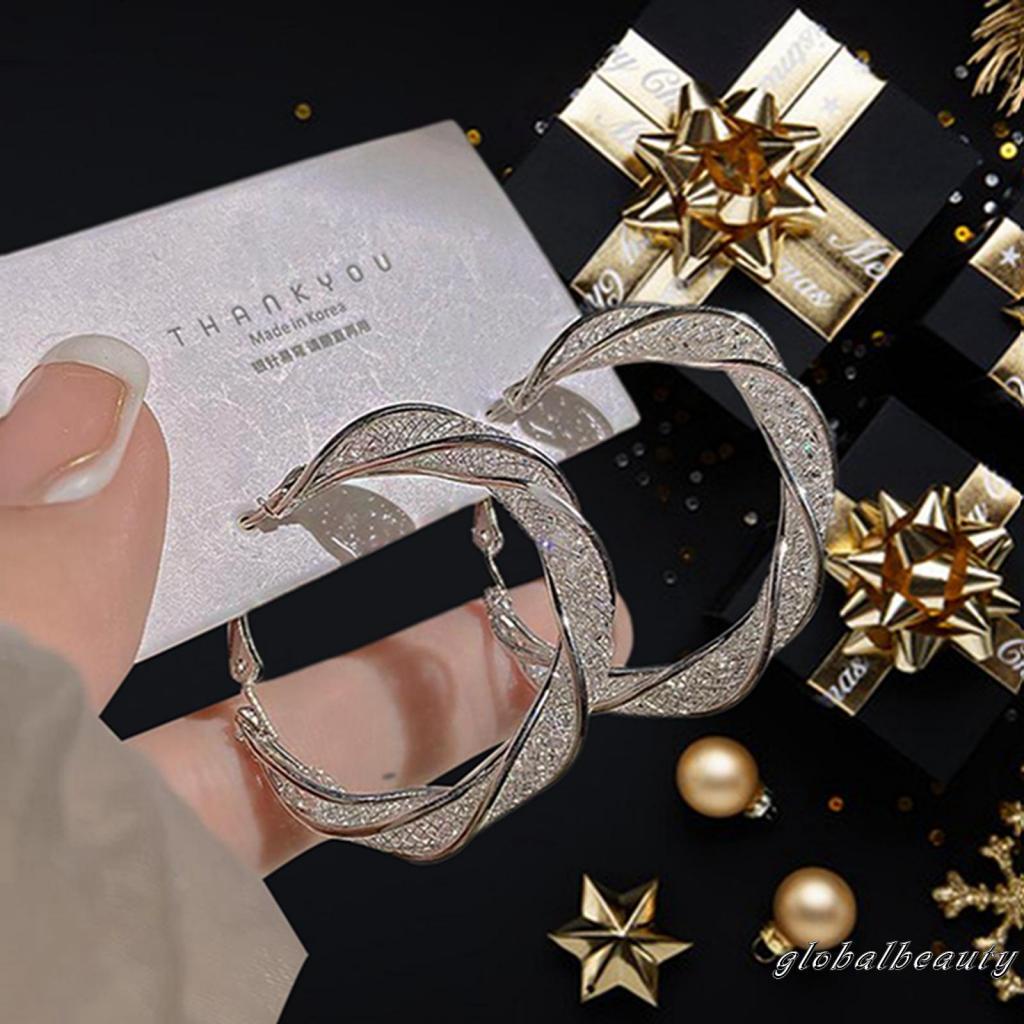 Bông Tai Dạng Xoắn Đính Pha Lê Thanh Lịch Thời Trang Dành Cho Nữ