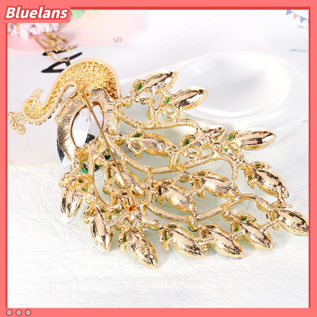 Ghim Cài Áo Hình Chim Công Đính Đá Phong Cách Retro